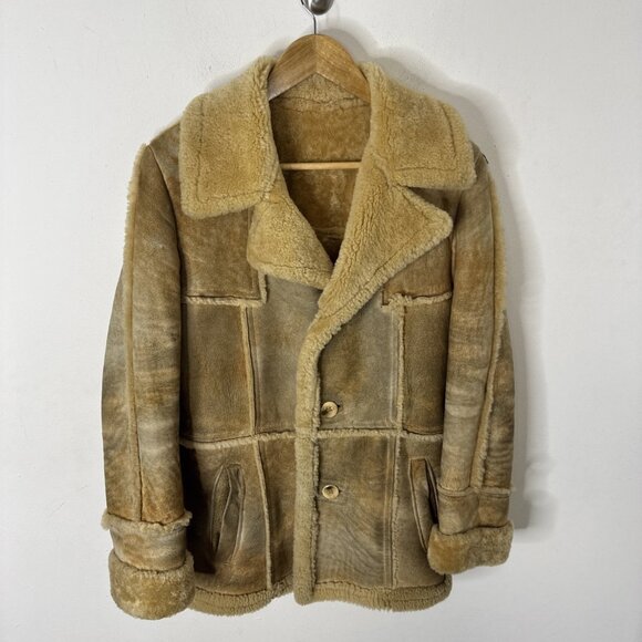 Vintage Leather Attic Shearling Coat 34 Made in Canada Raw Suede Sherpa Lined - Picture 1 of 10